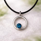 925 Silver London Topaz Pendant Necklace – Minimal Circle Blue Topaz Charm, Gift for Her