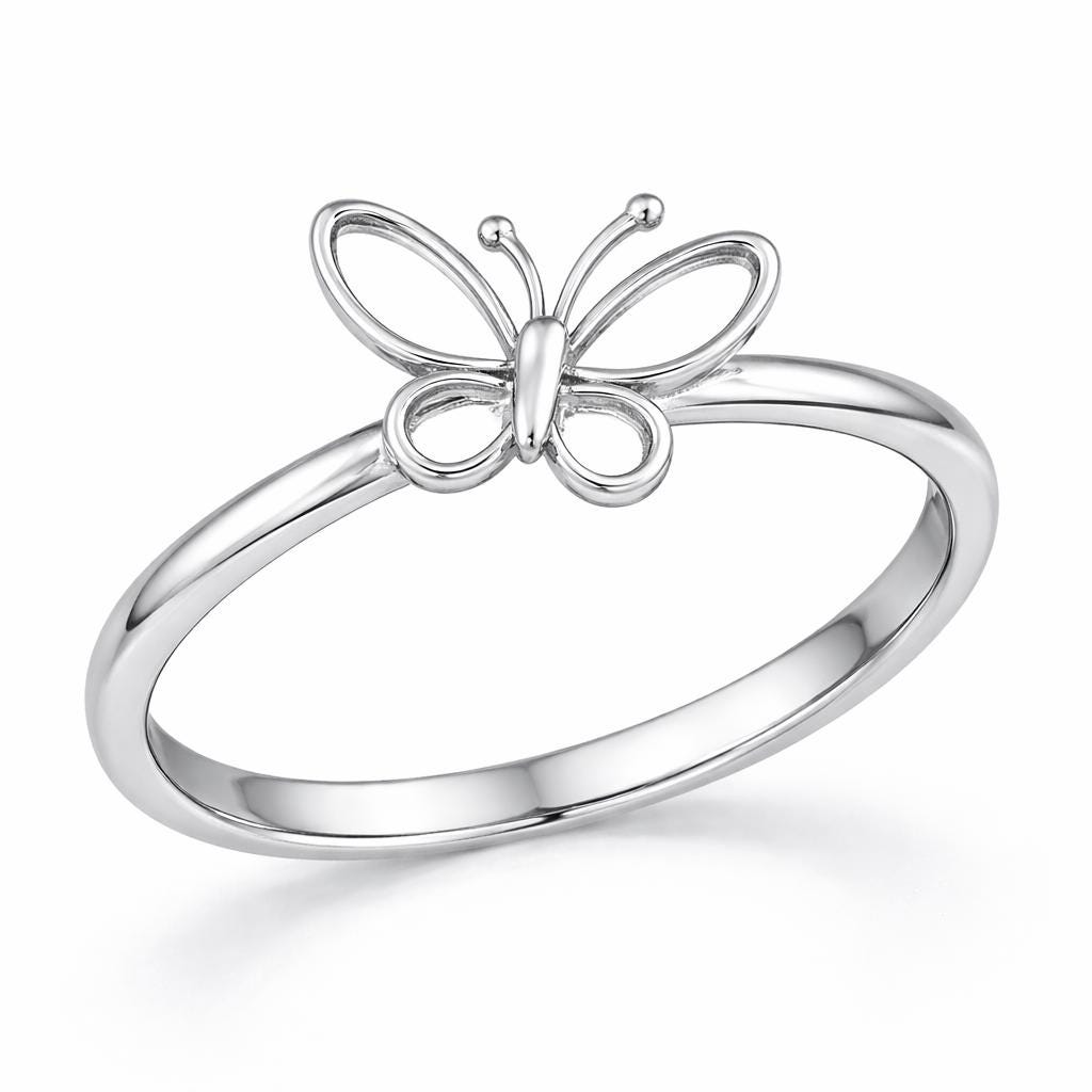 925 Silver Butterfly Ring Minimalist Dainty Nature Ring Gift for Her