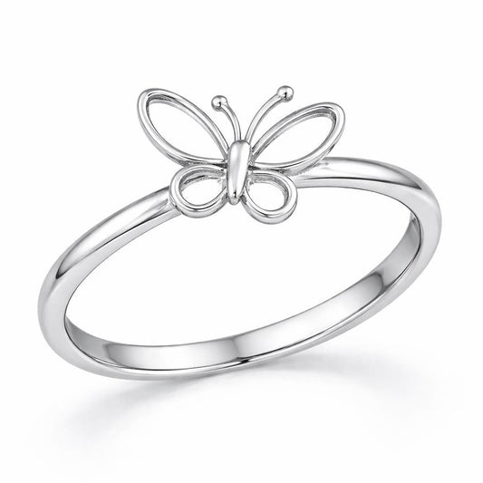 925 Silver Butterfly Ring Minimalist Dainty Nature Ring Gift for Her