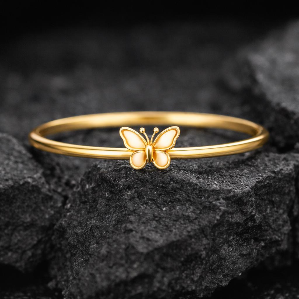 925 Sterling Silver Butterfly Ring Minimal Dainty Thin Band Gift for Her