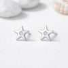 925 Sterling Silver Star Stud Earrings CZ Minimal Dainty Jewelry