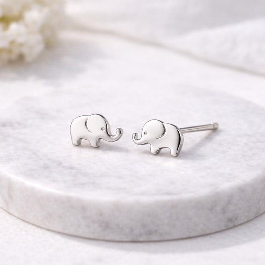 925 Sterling Silver Elephant Stud Earrings Minimal Jewelry
