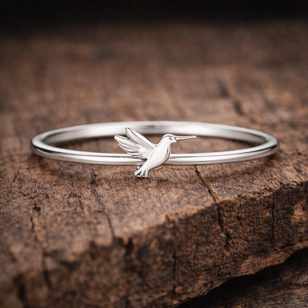 925 Silver Hummingbird Ring Minimal Bird Ring Dainty Nature Jewelry Gift for Her