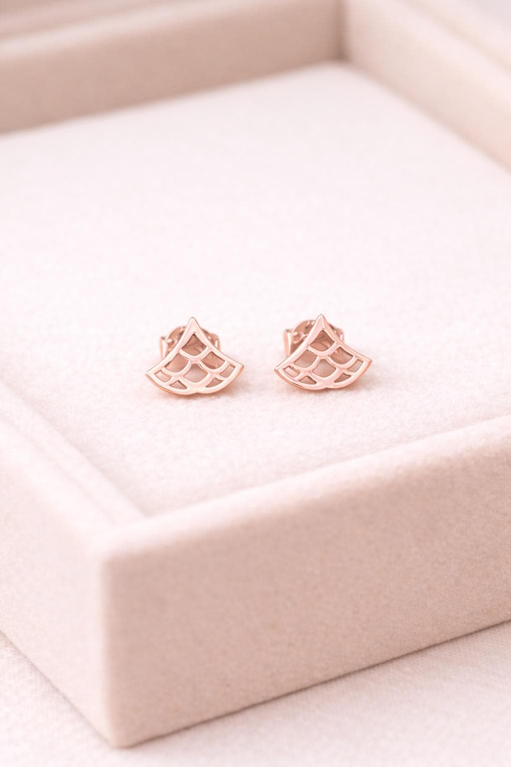 925 Silver Fan Stud Earrings Minimal Geometric Silver Studs Gift