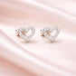 925 Silver CZ Heart Stud Earrings Minimal Love Crystal Studs Gift