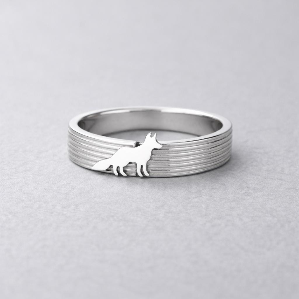 925 Silver Fox Ring Minimal Animal Band Dainty Nature Jewelry Gift