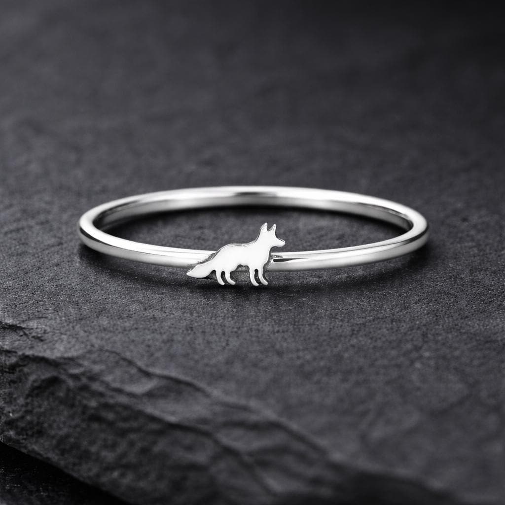 925 Silver Fox Ring Minimal Animal Band Dainty Nature Gift
