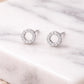 Sterling Silver Circle Stud Earrings – Dainty CZ Halo, Minimalist Jewelry