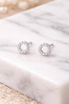 Sterling Silver Circle Stud Earrings – Dainty CZ Halo, Minimalist Jewelry
