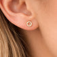 Sterling Silver Circle Stud Earrings – Dainty CZ Halo, Minimalist Jewelry