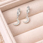 Sterling Silver CZ Moon Huggie Earrings – Celestial Dangle Hoops
