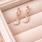 Sterling Silver CZ Moon Huggie Earrings – Celestial Dangle Hoops