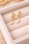 Sterling Silver CZ Moon Huggie Earrings – Celestial Dangle Hoops