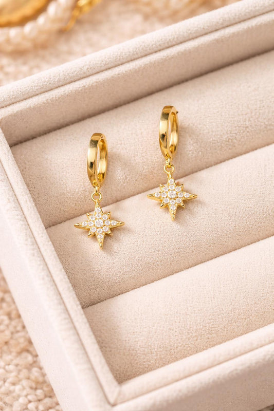 CZ North Star Sterling Silver Huggie Earrings – Celestial Jewelry