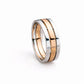 Sterling Silver Band Ring – Rose Gold Stripe, Unisex Wedding Jewelry