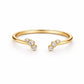 Dainty Sterling Silver Open Ring – Triple CZ Adjustable Band
