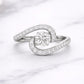 Sterling Silver Swirl Ring – Round CZ Pavé Bypass Design