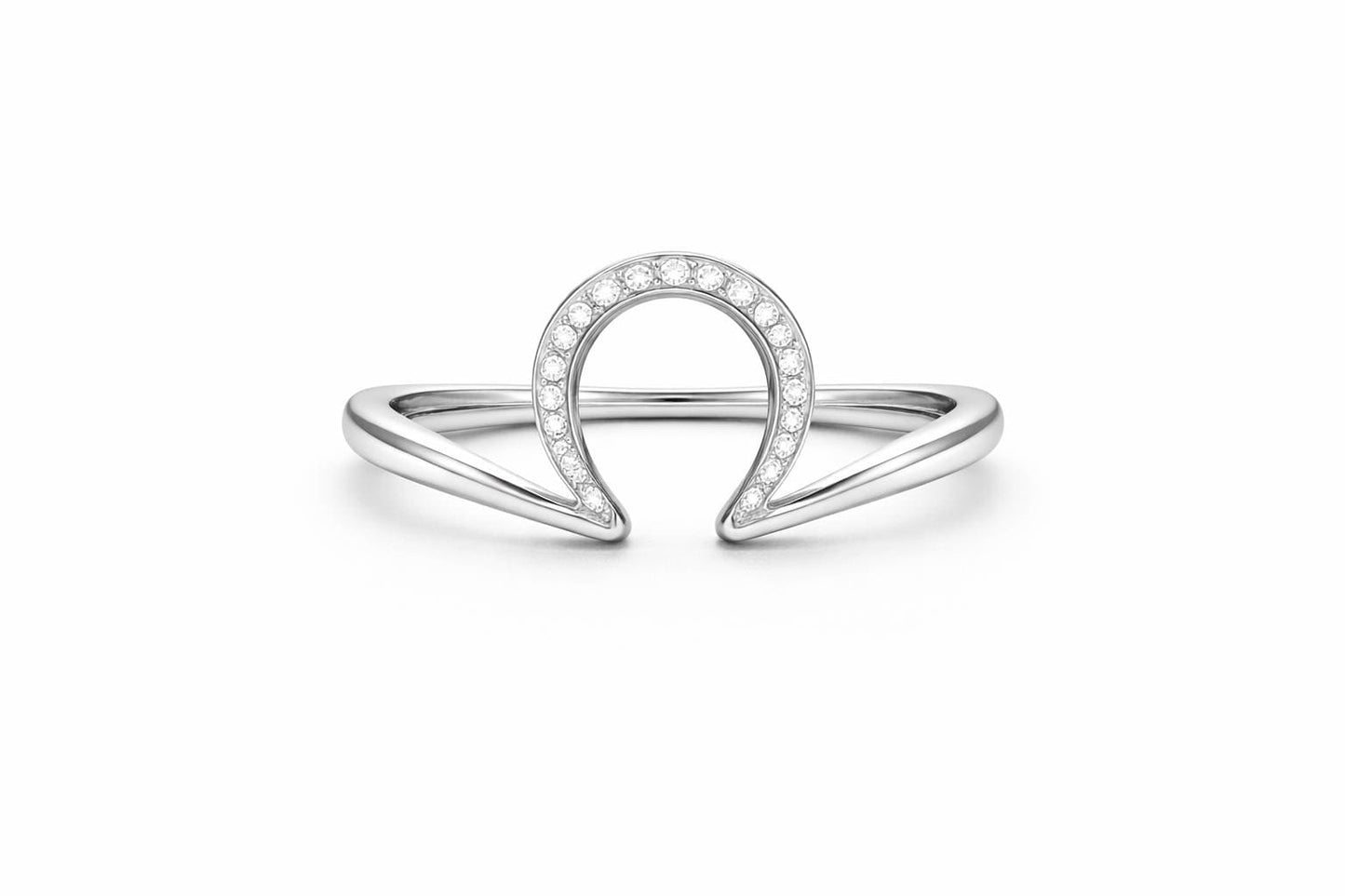 Sterling Silver Omega Ring â PavÃ© CZ Minimalist Open Band