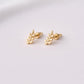 925 Sterling Silver Leaf Stud Earrings – Tiny Branch Leaf Studs – Minimal – Everyday Jewelry