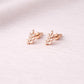 925 Sterling Silver Leaf Stud Earrings – Tiny Branch Leaf Studs – Minimal – Everyday Jewelry