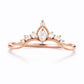 Sterling Silver Marquise CZ Crown Ring, Chevron Wedding Band, Stacking Bridal Jewelry