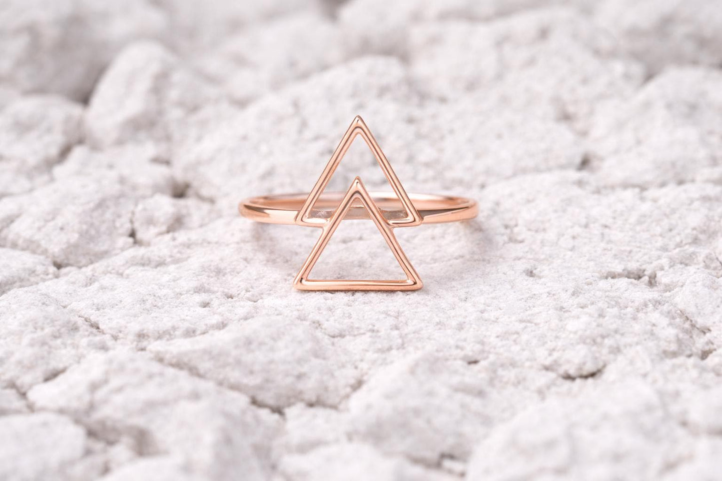 Sterling Silver Double Triangle Ring – Minimalist Geometric Jewelry