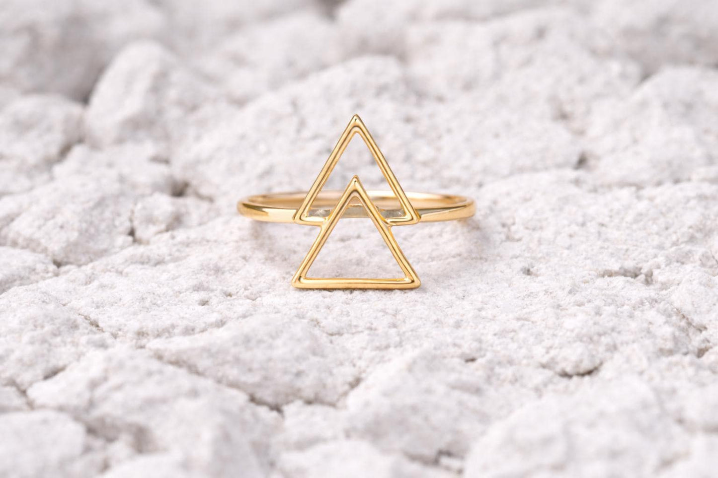 Sterling Silver Double Triangle Ring – Minimalist Geometric Jewelry