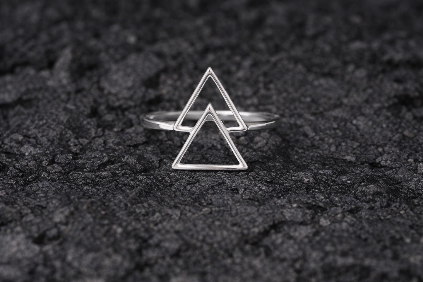 Sterling Silver Double Triangle Ring – Minimalist Geometric Jewelry
