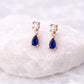 Sapphire Blue CZ Sterling Silver Drop Earrings – Dainty Wedding Jewelry