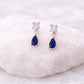 Sapphire Blue CZ Sterling Silver Drop Earrings – Dainty Wedding Jewelry
