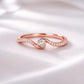 925 Sterling Silver Wave CZ Ring, Minimalist Pave Band, Promise Engagement Ring