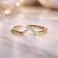 925 Sterling Silver Chevron CZ Ring, Minimalist V Shape Stacking Band