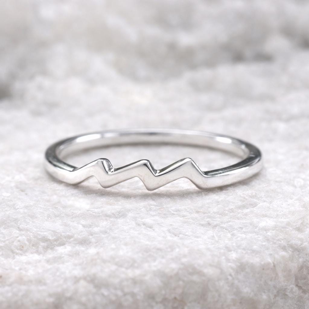 925 Sterling Silver Aquarius Ring – Minimalist Zodiac Jewelry