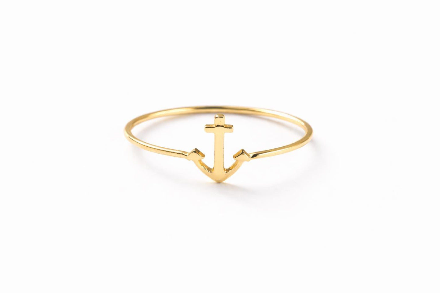 925 Sterling Silver Anchor Ring, Minimalist Nautical Stacking Band, Ocean Lover Jewelry