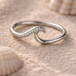 Sterling Silver Wave CZ Ring, Minimalist Beach Band, Ocean Inspired Jewelry