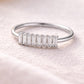 925 Sterling Silver Baguette CZ Bar Ring, Minimalist Stacking Band, Elegant Modern Jewelry