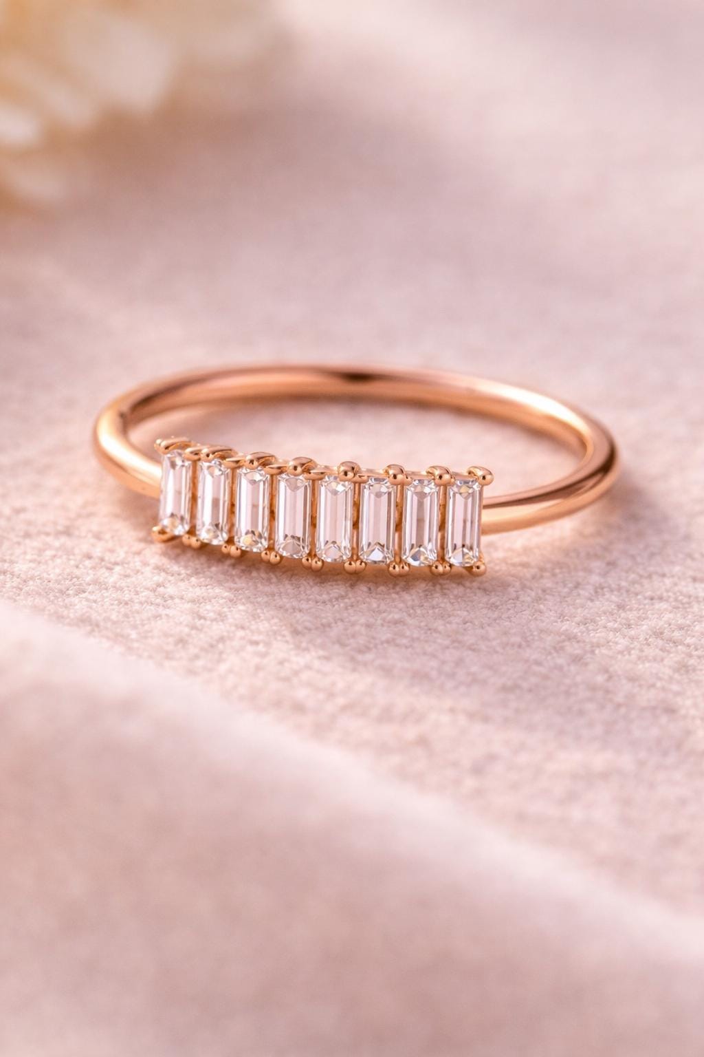 925 Sterling Silver Baguette CZ Bar Ring, Minimalist Stacking Band, Elegant Modern Jewelry