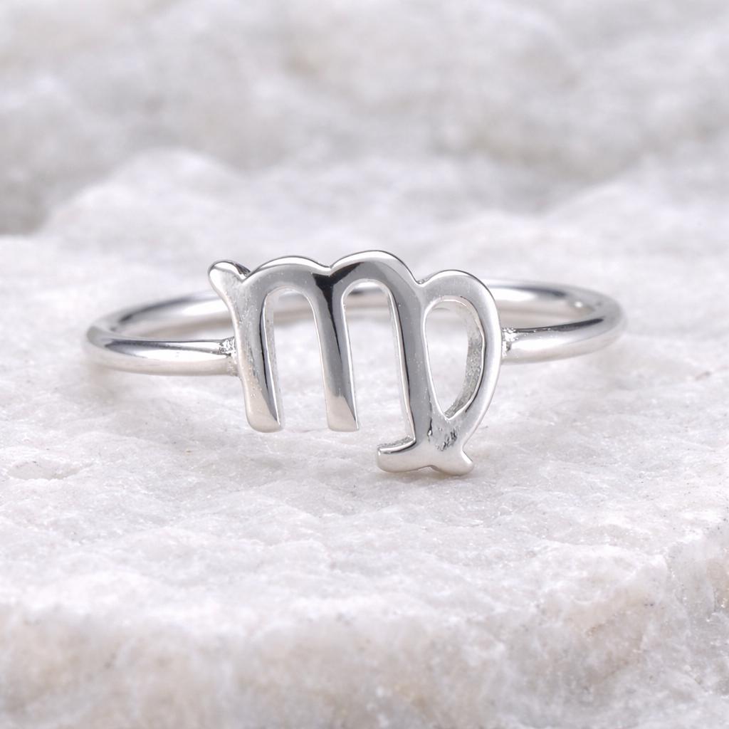 Sterling Silver Virgo Zodiac Ring – Minimal Astrology Band for August/September Birthdays