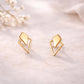 Sterling Silver Double Triangle Geometric Stud Earrings – Modern Minimalist Jewelry