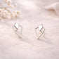 Sterling Silver Double Triangle Geometric Stud Earrings – Modern Minimalist Design