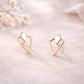 Sterling Silver Double Triangle Geometric Stud Earrings – Modern Minimalist Design