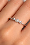 Sterling Silver Moon CZ Ring, Celestial Minimalist Stacking Band