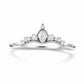 Sterling Silver Marquise CZ Crown Ring, Chevron Wedding Band, Stacking Bridal Jewelry