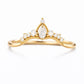 Sterling Silver Marquise CZ Crown Ring, Chevron Wedding Band, Stacking Bridal Jewelry