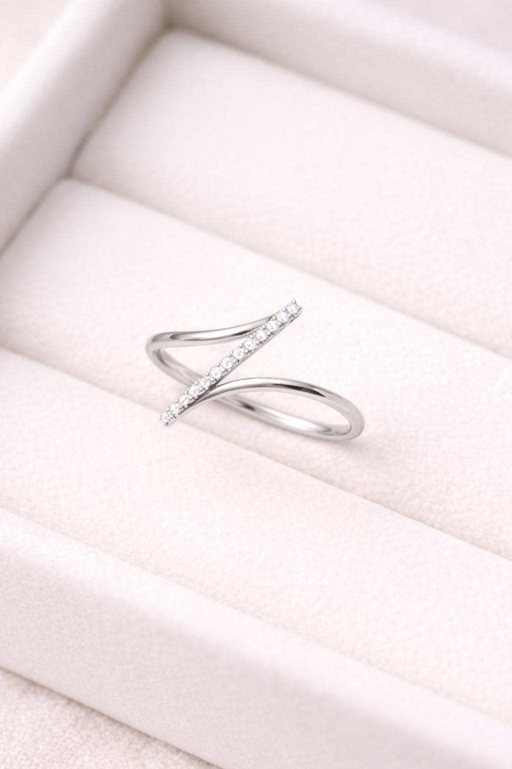 925 Sterling Silver X Cross CZ Ring, Minimalist Pave Band, Modern Everyday Jewelry