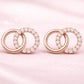925 Sterling Silver Double Circle CZ Stud Earrings, Minimalist Geometric Pave Design