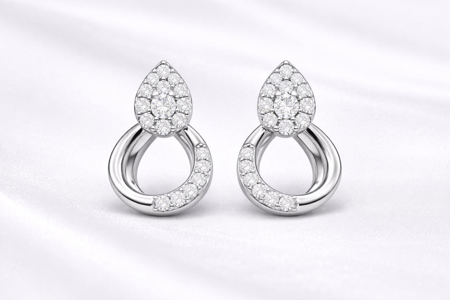 925 Sterling Silver Teardrop CZ Drop Earrings, Pave Bridal Wedding Jewelry