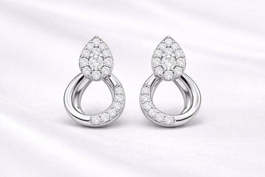 925 Sterling Silver Teardrop CZ Drop Earrings, Pave Bridal Wedding Jewelry