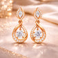 Sterling Silver CZ Teardrop Dangle Earrings, Bridal Twist Drop Bridal Jewelry