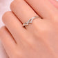 925 Sterling Silver Double Chevron Ring, Pave CZ V Shape Stackable Band